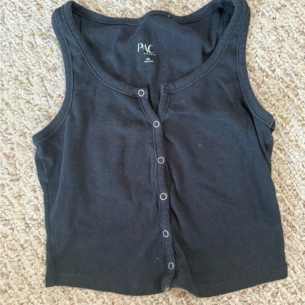 Women's Black Button-Up Tank Top